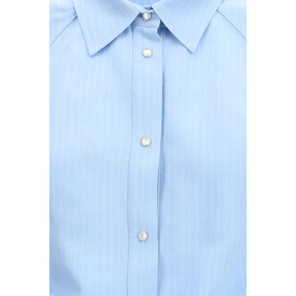 Shirt by Jacob Cohen for women in linen viscose & canvas blue, pearl, white & striped showcases a sublime silhouette, artfully detailed with a sublime and for a sophisticated, sublime finish.