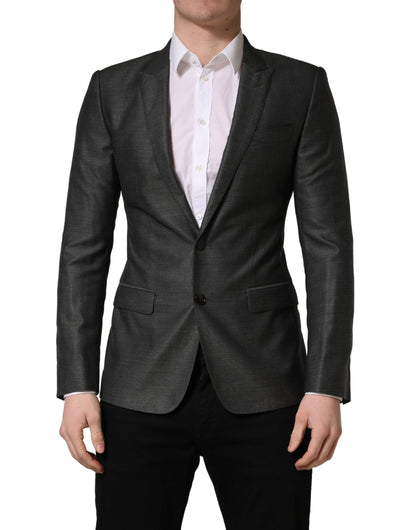 Dolce & Gabbana Men's Single Breasted Virgin Wool & Silk Blazer - Dark Gray Gray