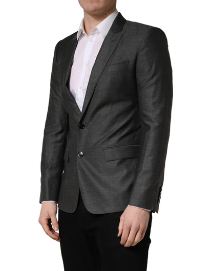 Dolce & Gabbana Men's Single Breasted Virgin Wool & Silk Blazer - Dark Gray Gray