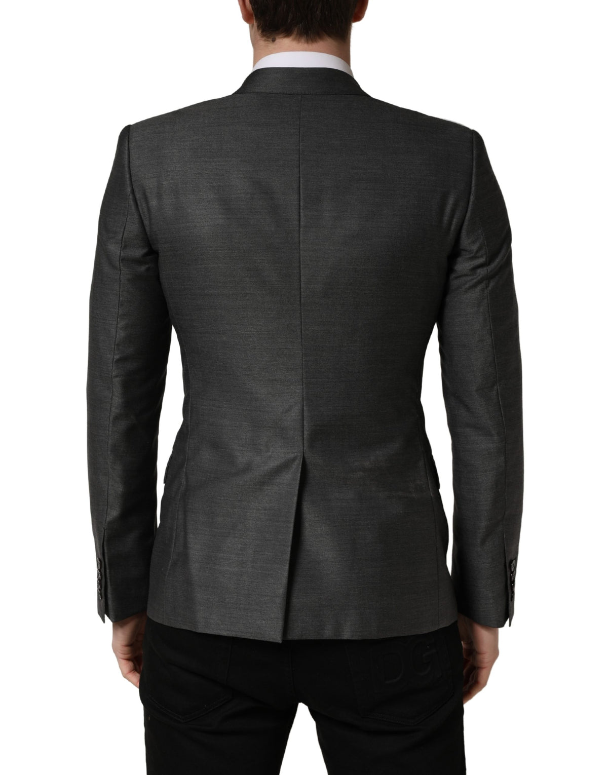 Dolce & Gabbana Men's Single Breasted Virgin Wool & Silk Blazer - Dark Gray Gray