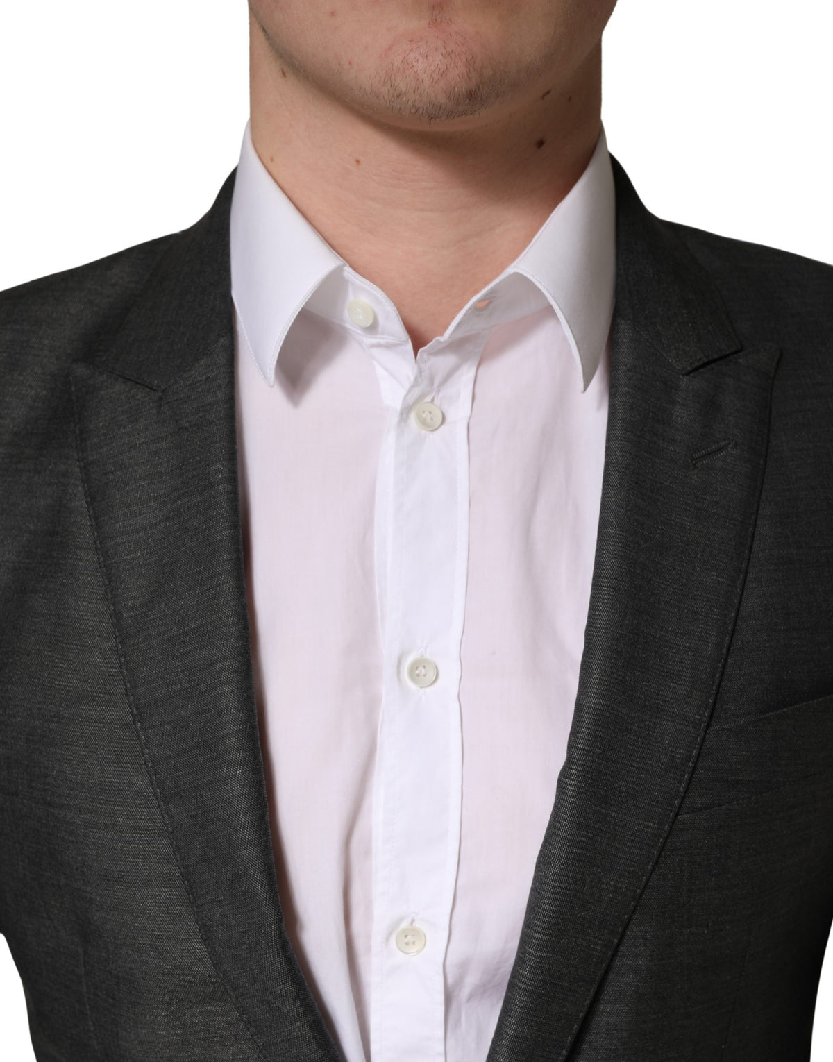 Dolce & Gabbana Men's Single Breasted Virgin Wool & Silk Blazer - Dark Gray Gray