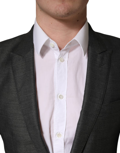 Dolce & Gabbana Men's Single Breasted Virgin Wool & Silk Blazer - Dark Gray Gray