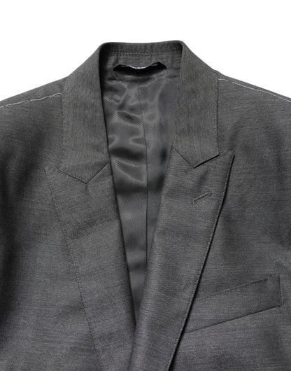 Dolce & Gabbana Men's Single Breasted Virgin Wool & Silk Blazer - Dark Gray Gray