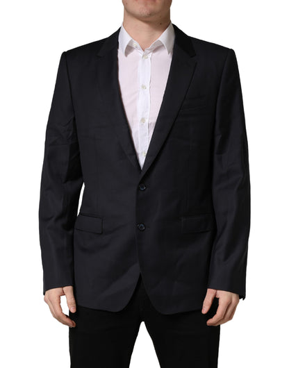 Dolce & Gabbana Men's Single Breasted Viscose & Virgin Wool Blazer - Black