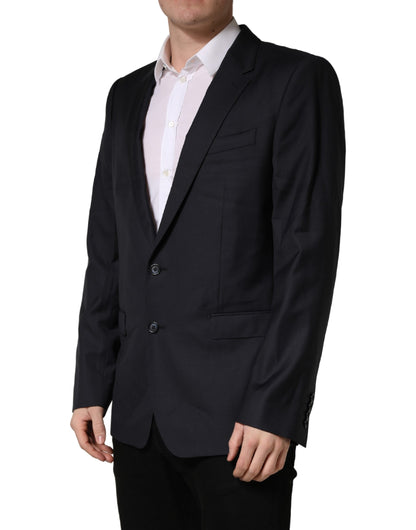 Dolce & Gabbana Men's Single Breasted Viscose & Virgin Wool Blazer - Black