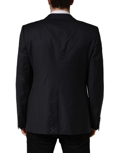 Dolce & Gabbana Black Wool Slim Fit Coat Men Jacket Blazer