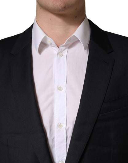 Dolce & Gabbana Men's Single Breasted Viscose & Virgin Wool Blazer - Black