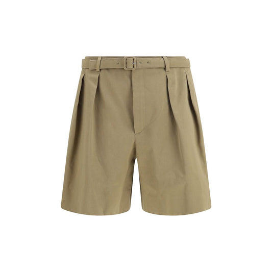 Bermuda Shorts by Saint Laurent for men in cotton beige features an tailored silhouette, showcasing a tailored regular-fit with a short and for a sophisticated look.