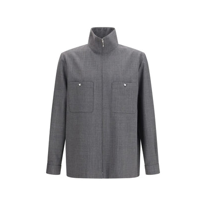 Overcoat by Valentino Garavani for men in wool & polyester gray presents a luxurious silhouette, showcasing a luxurious and sophisticated pockets for a premium, luxurious look.