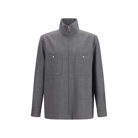 Overcoat by Valentino Garavani for men in wool & polyester gray presents a luxurious silhouette, showcasing a luxurious and sophisticated pockets for a premium, luxurious look.