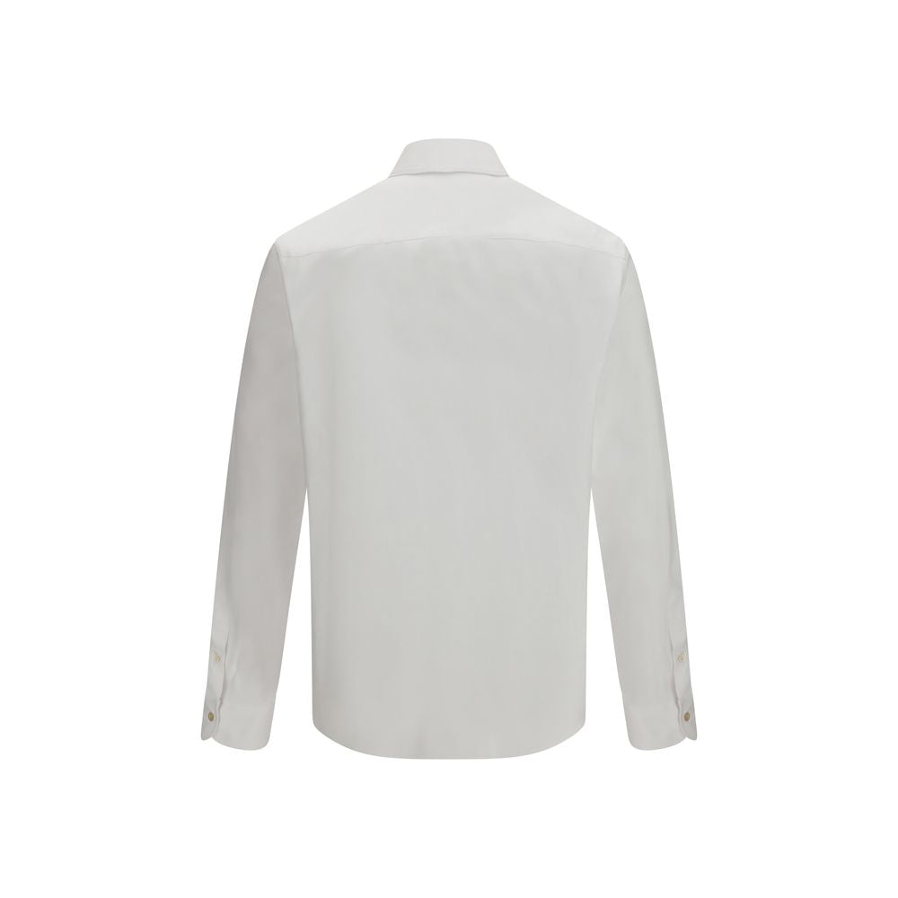 Dress Shirt by Valentino Garavani for men in cotton white features an architectural silhouette with a refined and elegant for a architectural look.