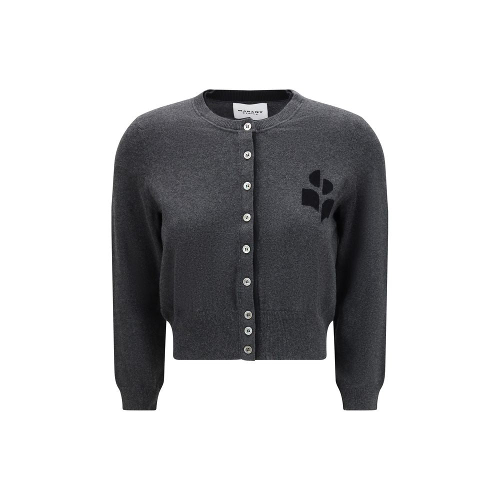 Cardigan by Isabel Marant Étoile for women in wool cotton gray & toile features an crisp silhouette, showcasing a sophisticated crew neckline and detail for a truly crisp finish.