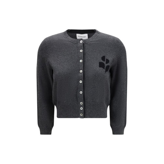 Cardigan by Isabel Marant Étoile for women in wool cotton gray & toile features an crisp silhouette, showcasing a sophisticated crew neckline and detail for a truly crisp finish.