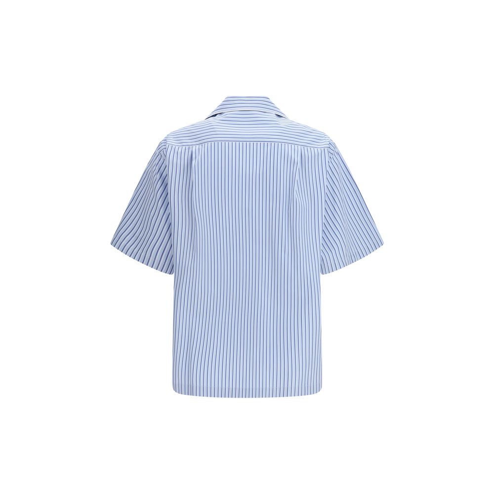 Shirt by Dolce & Gabbana for men in cotton & silk blue & striped features an polished silhouette, showcasing a sophisticated and detail for a truly polished finish.