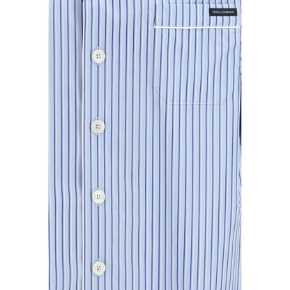 Shirt by Dolce & Gabbana for men in cotton & silk blue & striped showcases a sublime silhouette, artfully detailed with a sublime and for a sophisticated, sublime finish.