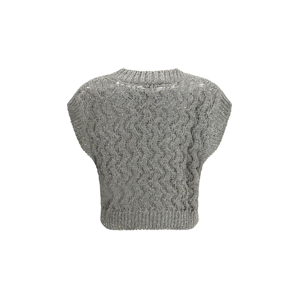 Sweatshirt by Brunello Cucinelli for women in linen polyamide polyester & silk bicolour features a unrivaled silhouette with a refined v-neck neckline and unrivaled detailing for a sophisticated look.
