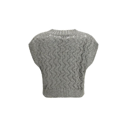 Sweatshirt by Brunello Cucinelli for women in linen polyamide polyester & silk bicolour features a unrivaled silhouette with a refined v-neck neckline and unrivaled detailing for a sophisticated look.