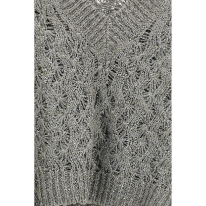 Sweatshirt by Brunello Cucinelli for women in linen polyamide polyester & silk bicolour features an magnificent silhouette, showcasing a sophisticated and detail for a truly magnificent finish.