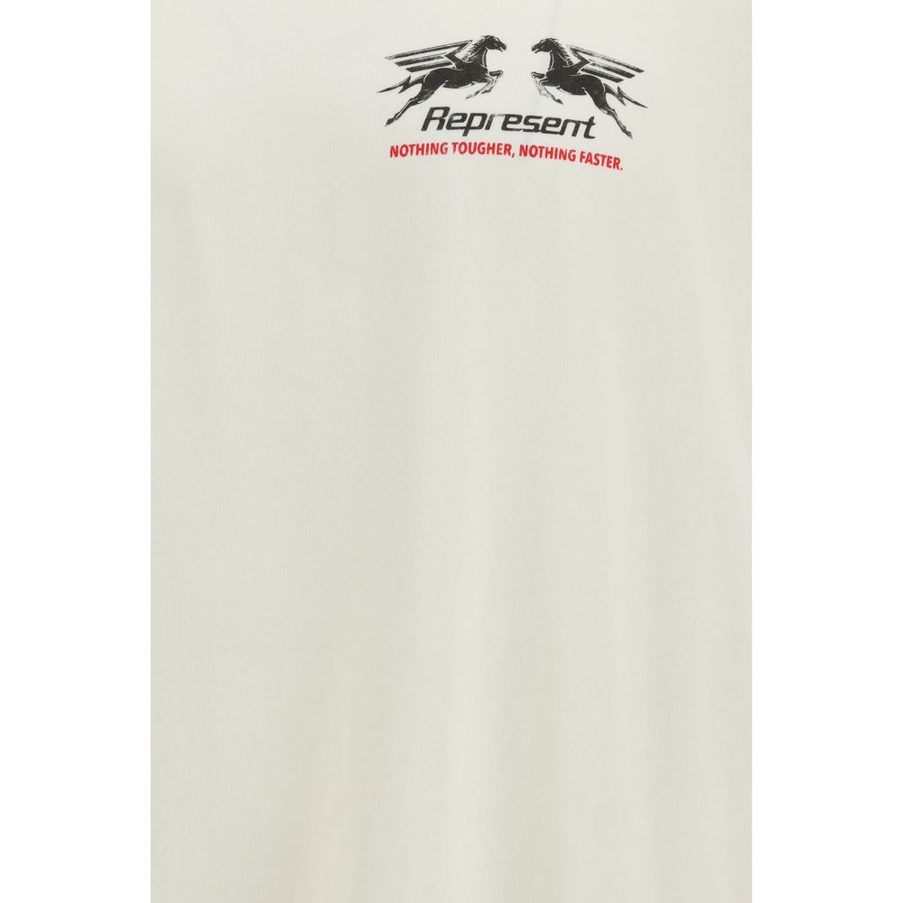 T-Shirt by Represent for men in cotton cream, white & print showcases a chic silhouette, artfully detailed with a chic crew neckline and for a chic finish.