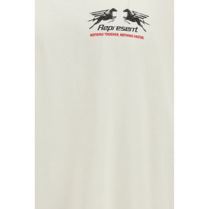 T-Shirt by Represent for men in cotton cream, white & print showcases a chic silhouette, artfully detailed with a chic crew neckline and for a chic finish.
