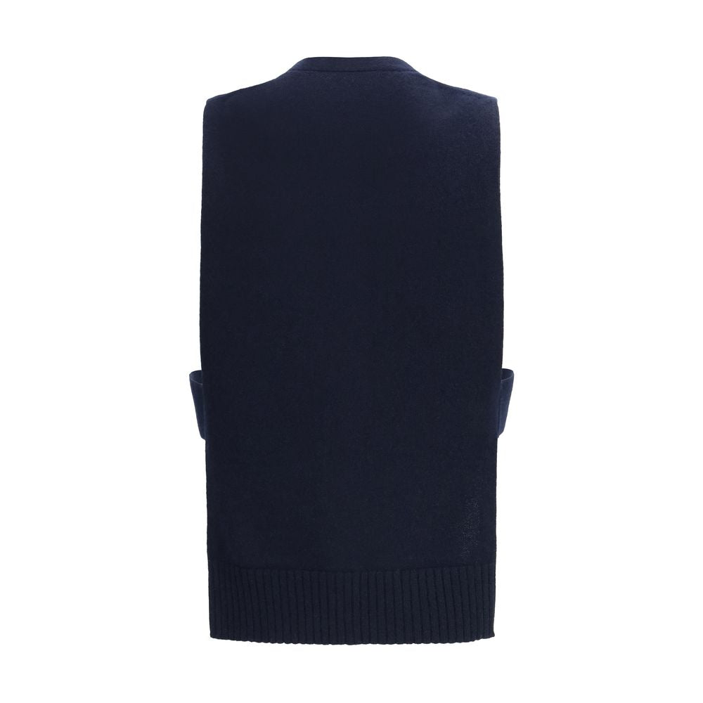 Cardigan by Miu Miu for women in cashmere blue & signature showcases a luxurious silhouette, meticulously detailed with a sophisticated v-neck neckline and for a refined finish.
