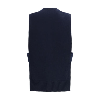 Cardigan by Miu Miu for women in cashmere blue & signature showcases a luxurious silhouette, meticulously detailed with a sophisticated v-neck neckline and for a refined finish.