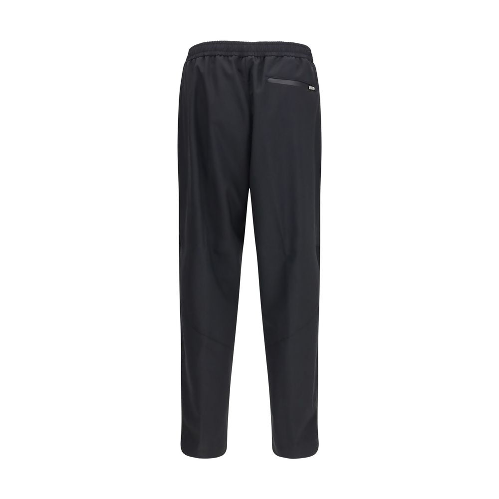 Casual Pants by LAMINAR for men in wool & polyester black presents a tailored silhouette, showcasing a tailored straight & regular-fit and long cut with a refined for a truly tailored aesthetic.