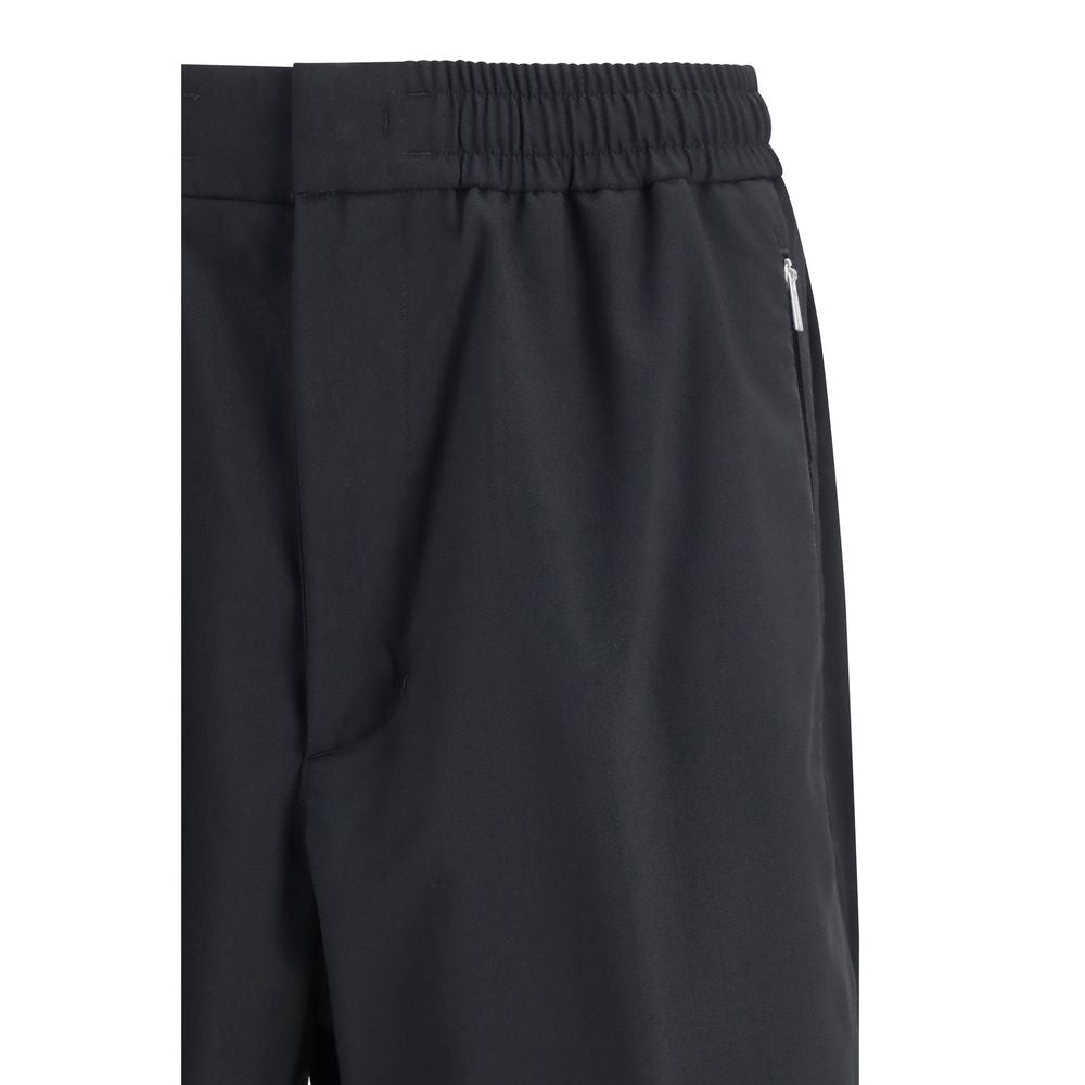 Casual Pants by LAMINAR for men in wool & polyester black features a polished silhouette with a polished straight & regular-fit, reaching a polished long and finished with a polished .