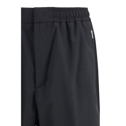Casual Pants by LAMINAR for men in wool & polyester black features a polished silhouette with a polished straight & regular-fit, reaching a polished long and finished with a polished .