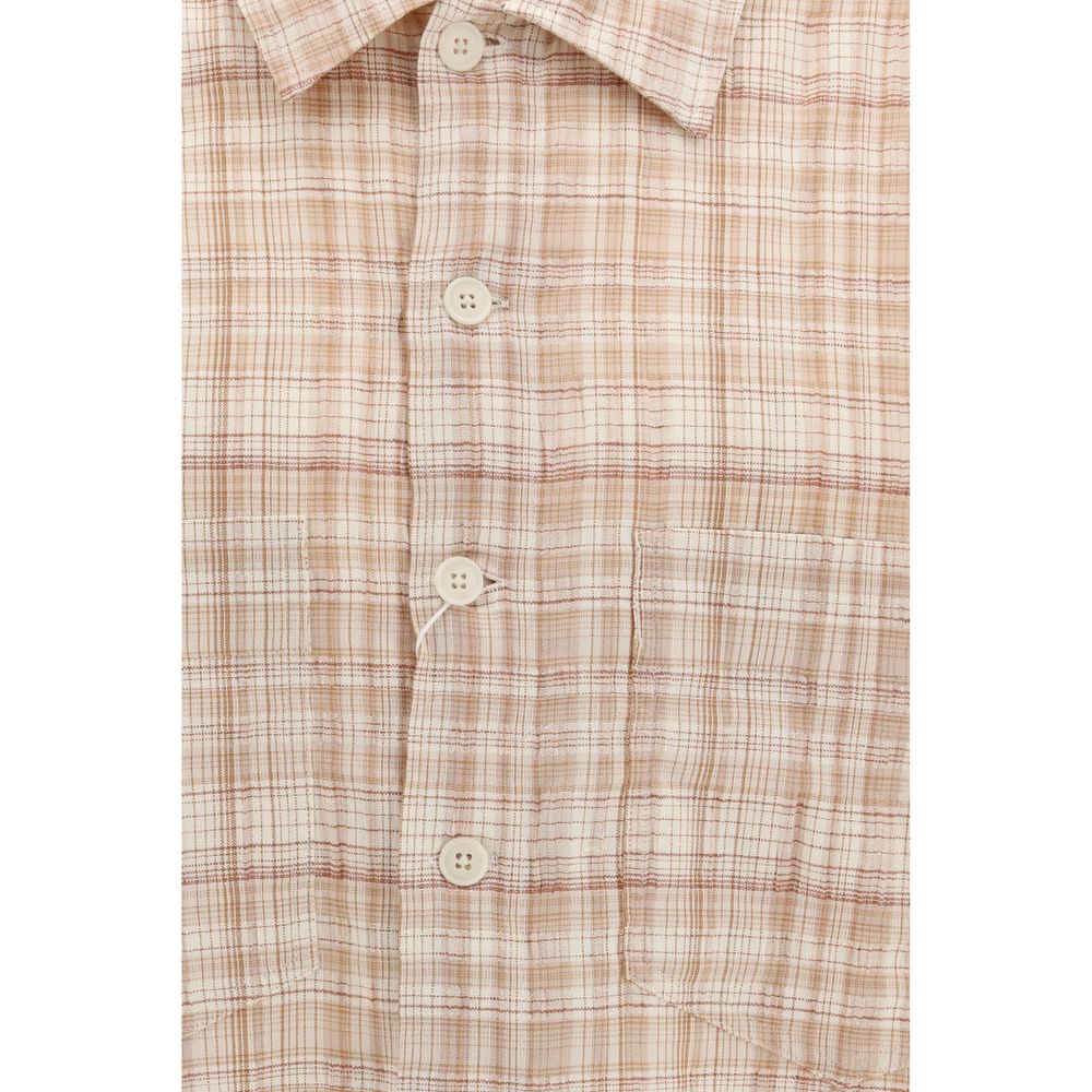Shirt by Sunflower for men in stretch cotton orange, patterned & checked, featuring a nuanced and nuanced for a sophisticated finish.