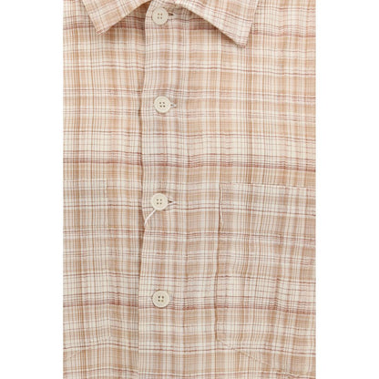 Shirt by Sunflower for men in stretch cotton orange, patterned & checked, featuring a nuanced and nuanced for a sophisticated finish.