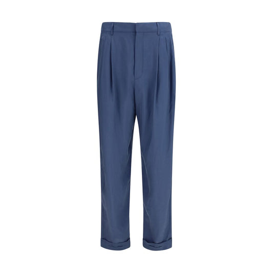 Trousers by Saint Laurent for men in silk blue presents a smart silhouette, meticulously detailed with a smart regular-fit & slim, a smart long, and a smart .