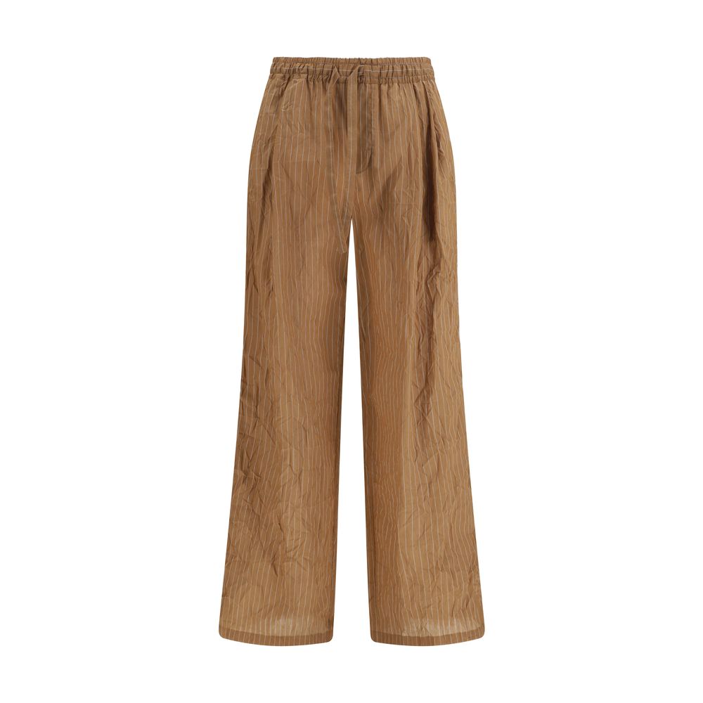 Casual Pants by Dolce & Gabbana for men in cotton linen nylon & silk brown & striped presents a tailored silhouette, showcasing a tailored relaxed-fit & regular-fit and long cut with a refined for a truly tailored aesthetic.