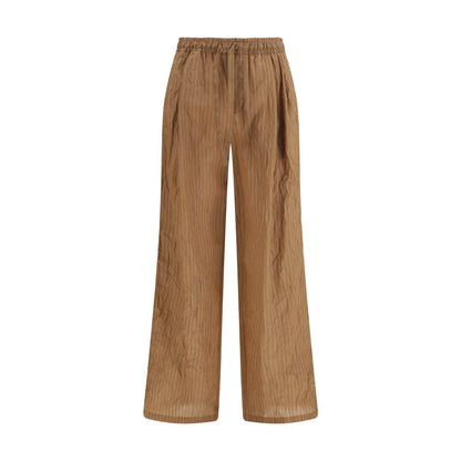 Casual Pants by Dolce & Gabbana for men in cotton linen nylon & silk brown & striped presents a tailored silhouette, showcasing a tailored relaxed-fit & regular-fit and long cut with a refined for a truly tailored aesthetic.