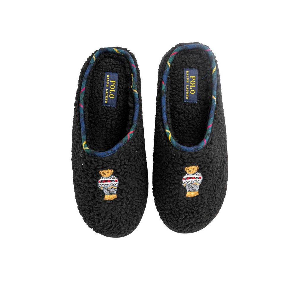Ralph Lauren Women's Cotton & Faux Fur Slippers - Black