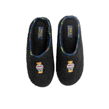 Ralph Lauren Women's Cotton & Faux Fur Slippers - Black