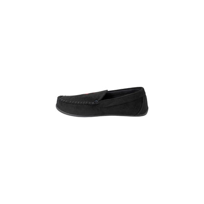 Slippers by Ralph Lauren for men in suede leather & faux fur black features an effortlessly elegant silhouette, showcasing the Men's Suede Leather & Faux Fur Slippers design with an effortlessly elegant and a for a effortlessly elegant look.