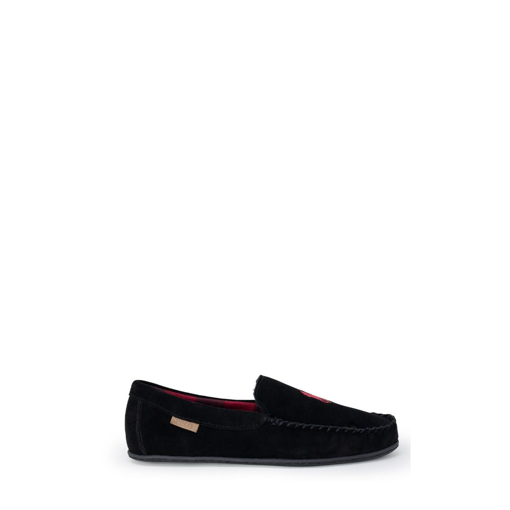 Slippers by Ralph Lauren for men in suede leather & faux fur black features an effortless chic Men's Suede Leather & Faux Fur Slippers aesthetic, defined by a and a refined .