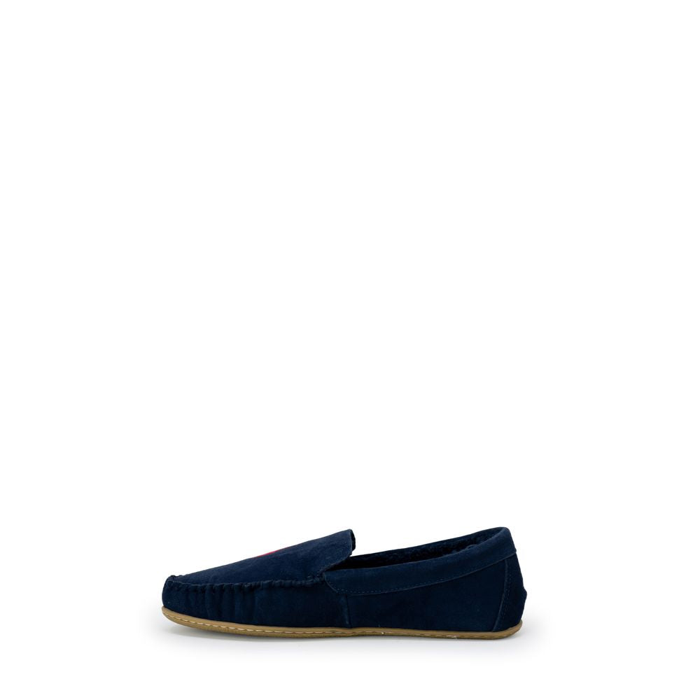Slippers by Ralph Lauren for men in suede leather & faux fur blue features an effortless chic Men's Suede Leather & Faux Fur Slippers aesthetic, defined by a and a refined .