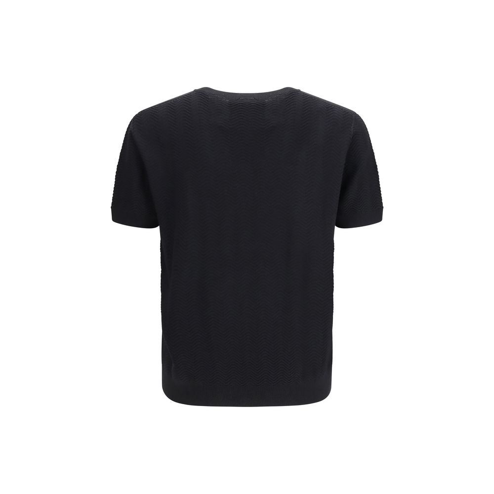 Sweatshirt by Giorgio Armani for men in cotton & silk black presents a smart casual silhouette, featuring a smart casual crew neckline and for a sophisticated look.