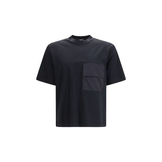 T-Shirt by LAMINAR for men in cotton black features an edgy silhouette, meticulously detailed with a sophisticated short-sleeve and crew neckline for a truly edgy finish.