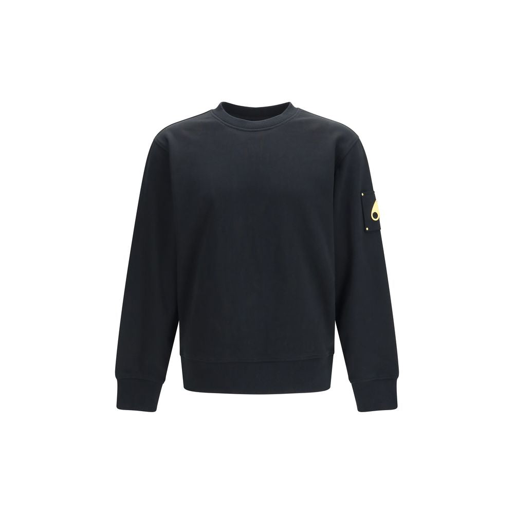 Sweatshirt by Moose Knuckles for men in cotton terry cloth black & gold showcases a slouchy chic silhouette, artfully detailed with a slouchy chic crew neckline and for a slouchy chic finish.