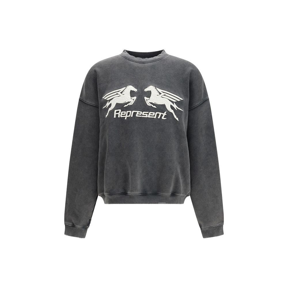 Sweatshirt by Represent for men in cotton gray presents a smart casual silhouette, featuring a smart casual crew neckline and long-sleeve for a sophisticated look.