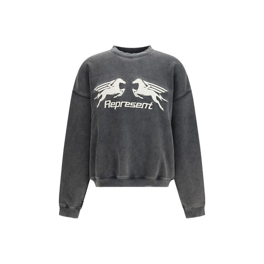 Sweatshirt by Represent for men in cotton gray presents a smart casual silhouette, featuring a smart casual crew neckline and long-sleeve for a sophisticated look.