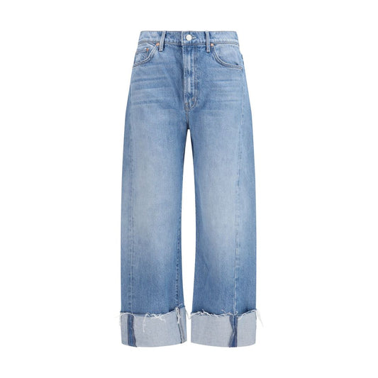 Jeans by Mother Denim for women in denim cotton blue features an refined tailoring silhouette, showcasing a premium relaxed-fit, regular-fit & cropped with a and cropped cut for a refined tailoring look.
