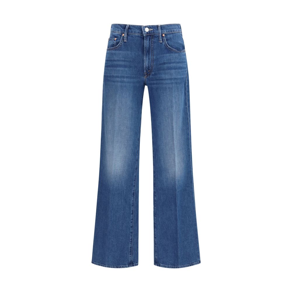 Jeans by Mother Denim for women in denim cotton blue presents a refined pantology silhouette, artfully defined by a refined pantology relaxed-fit, regular-fit & wide, long, and a sophisticated mid rise.