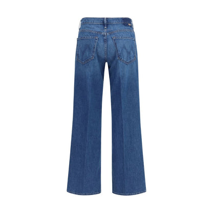 Jeans by Mother Denim for women in denim cotton blue features a polished silhouette with a polished relaxed-fit, regular-fit & wide, reaching a polished long and finished with a polished mid rise.