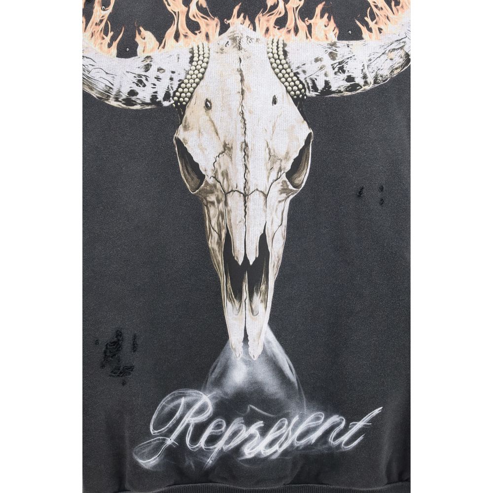 Sweatshirt Hoodie by Represent for men in cotton gray & print features an luminous silhouette, showcasing a sophisticated hooded neckline and for a truly luminous look.