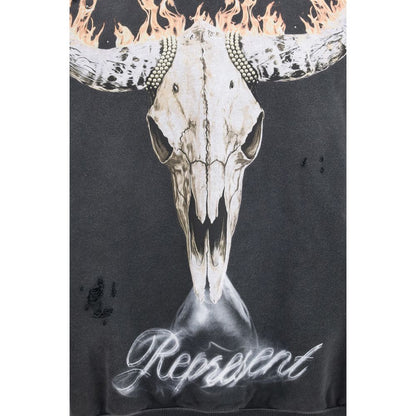 Sweatshirt Hoodie by Represent for men in cotton gray & print features an luminous silhouette, showcasing a sophisticated hooded neckline and for a truly luminous look.