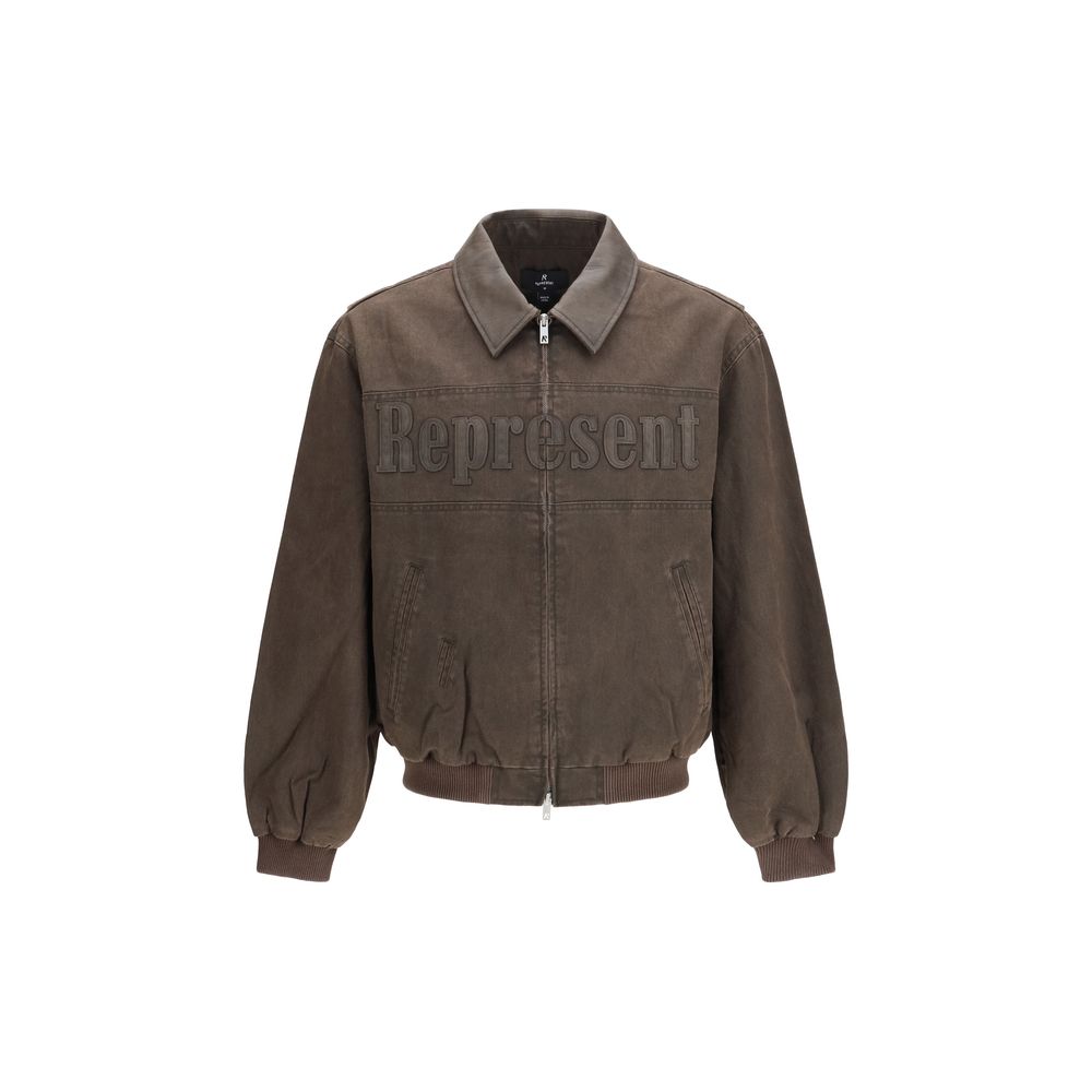 Bomber Jacket by Represent for men in cotton brown features a dramatic silhouette, showcasing a sophisticated and distinctive pockets for a dramatic aesthetic.